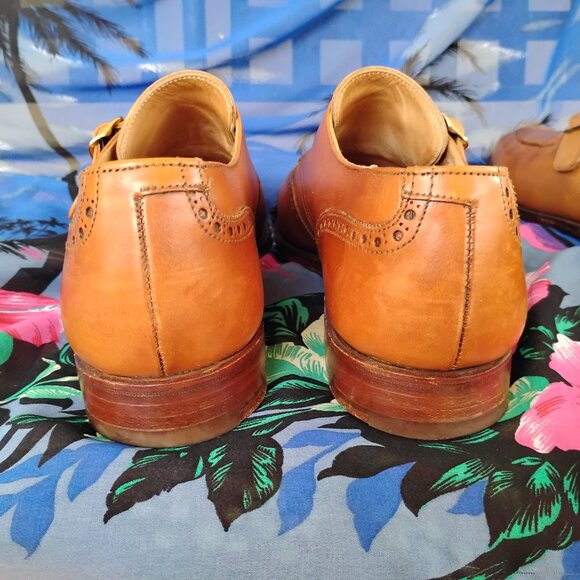 ❤️CROCKETT & JONES Chalfont Brown Leather Monk Strap Wingtip Brogue Shoes 9 D main image 6